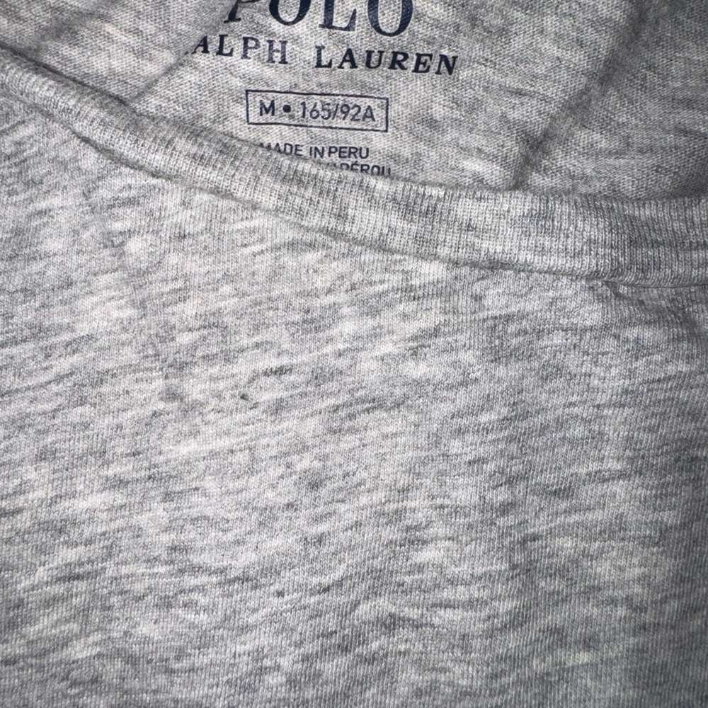 Ralph Lauren Heather Gray Crewneck Tee with Navy Logo - Picture 2 of 3